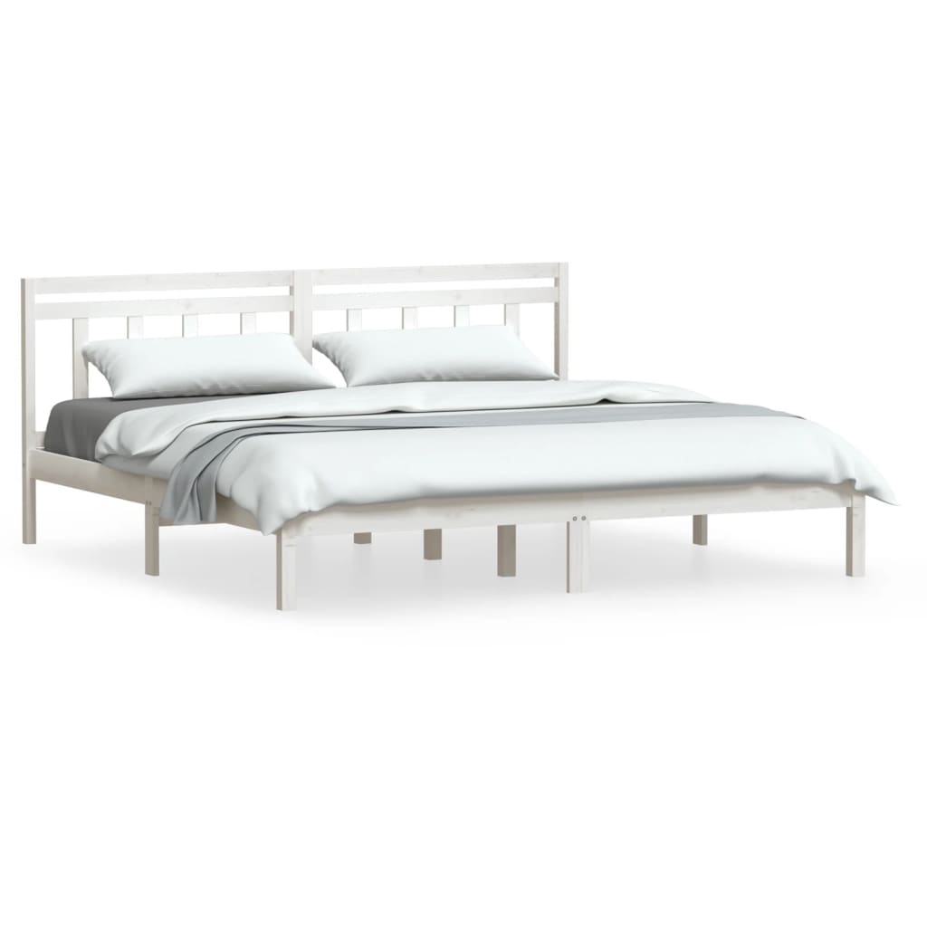 Solid Wood Bed Frame White 180x200 cm