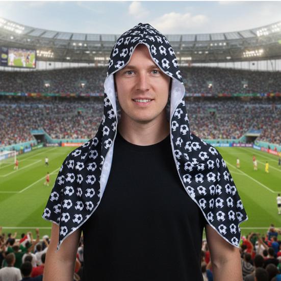 Football Print Cooling Hoodie Towel Sun Protection Ice Towel Summer Quick Dry Breathable Sports Party Head Wrap Shawl