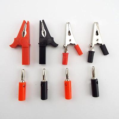 4mm Banner Plug and Crocodile Clamp Probe Alligator Clip Electric Diy Test Lead Probe Black Red Socket Cable Insulated Clips