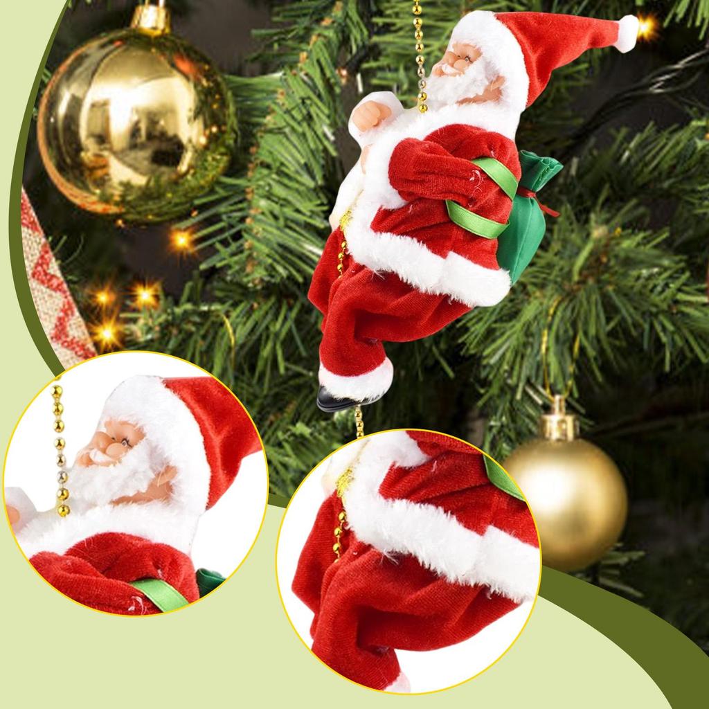 Animated Santa Claus Electric Rope Climbing Christmas Tree Ornament Figure for Holiday Decorations Room