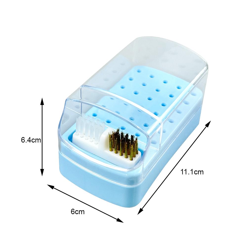30 Holes Dental Bur Box With Brush Plastic Burs Drills Holder Diamond Endo File Placement Case Block Dentistry Instruments New