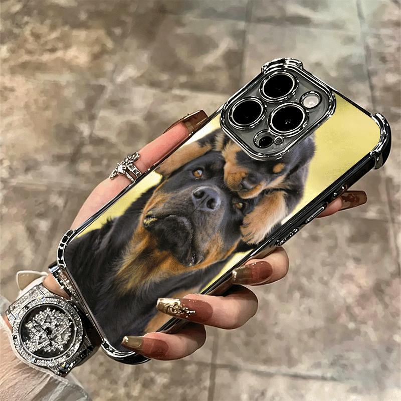 Rottweiler Dog Soft Phone Case For iPhone 15 16 17 Air 14 Pro Max 16E Plus 13 12 Mini Plating Anti-Fall Fundas