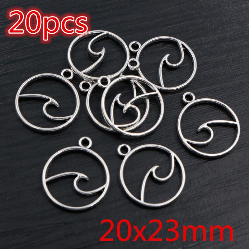 Fashion Antique Silver Plated Wave Small Charms Pendant Alloy Metal DIY Jewelry Findings Accessories for Neckalce Bracelet