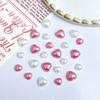 Hot Selling Resin Big and Small Love Heart Nail Art Jewelry Pink White Glossy Pearlescent Diy Nail Accessories