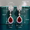 Red Teardrop Halo Drop Earrings for Women Elegant Style
