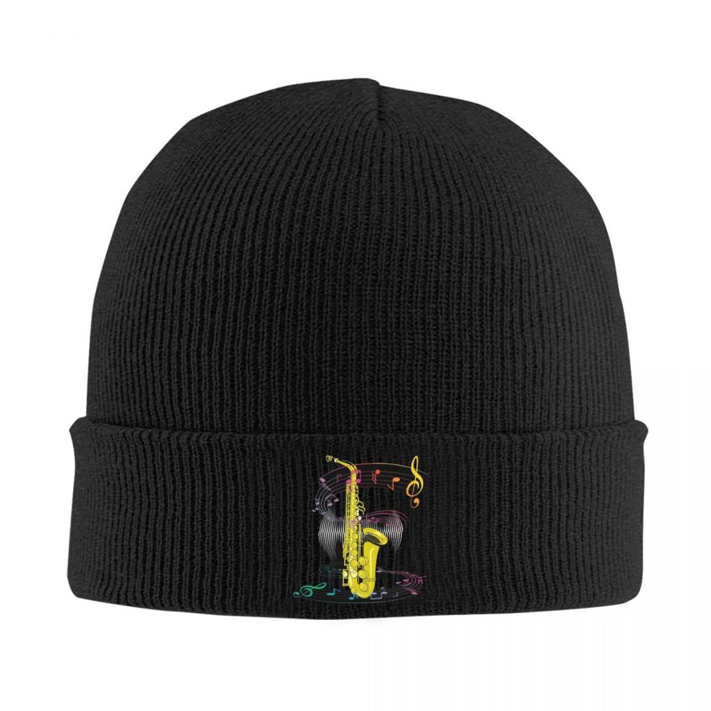 Saxophone Player  Music Art Girls Y2k Graphic Knitted Cap Bonnet Hat Autumn Winter Outdoor Beanies Hats for Men Women Adult
