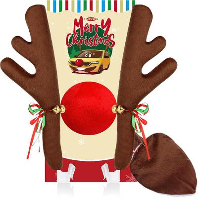 Car Reindeer Antler Kit Nose And Tail, Reindeer Christmas Decoration For Car Window Roof-Top & Front Grille,Christmas Reindeer Antlers Auto