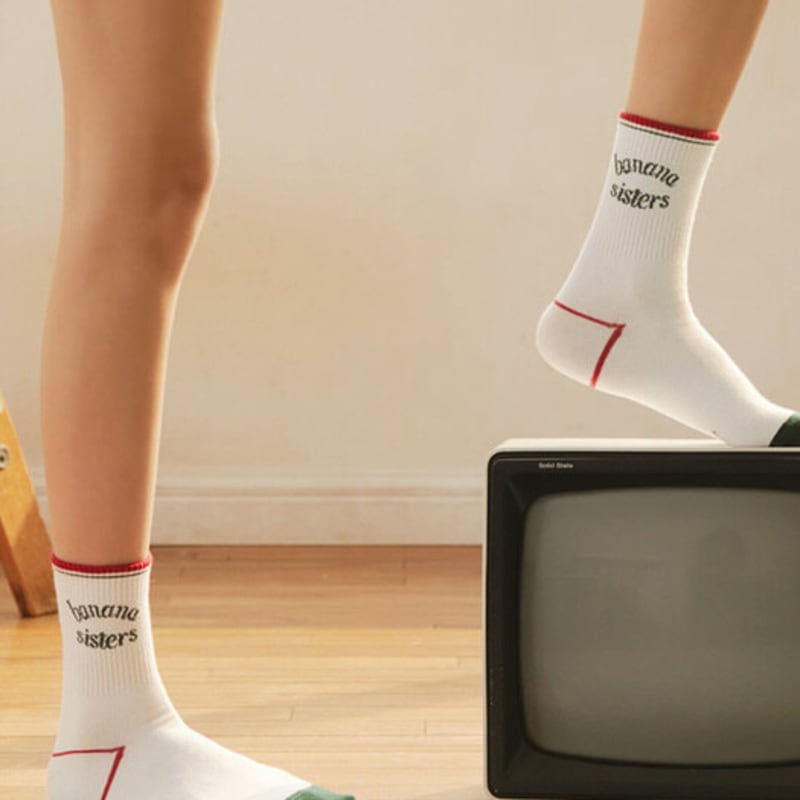Bananasisters Beeper Lettering Line Socks_4color