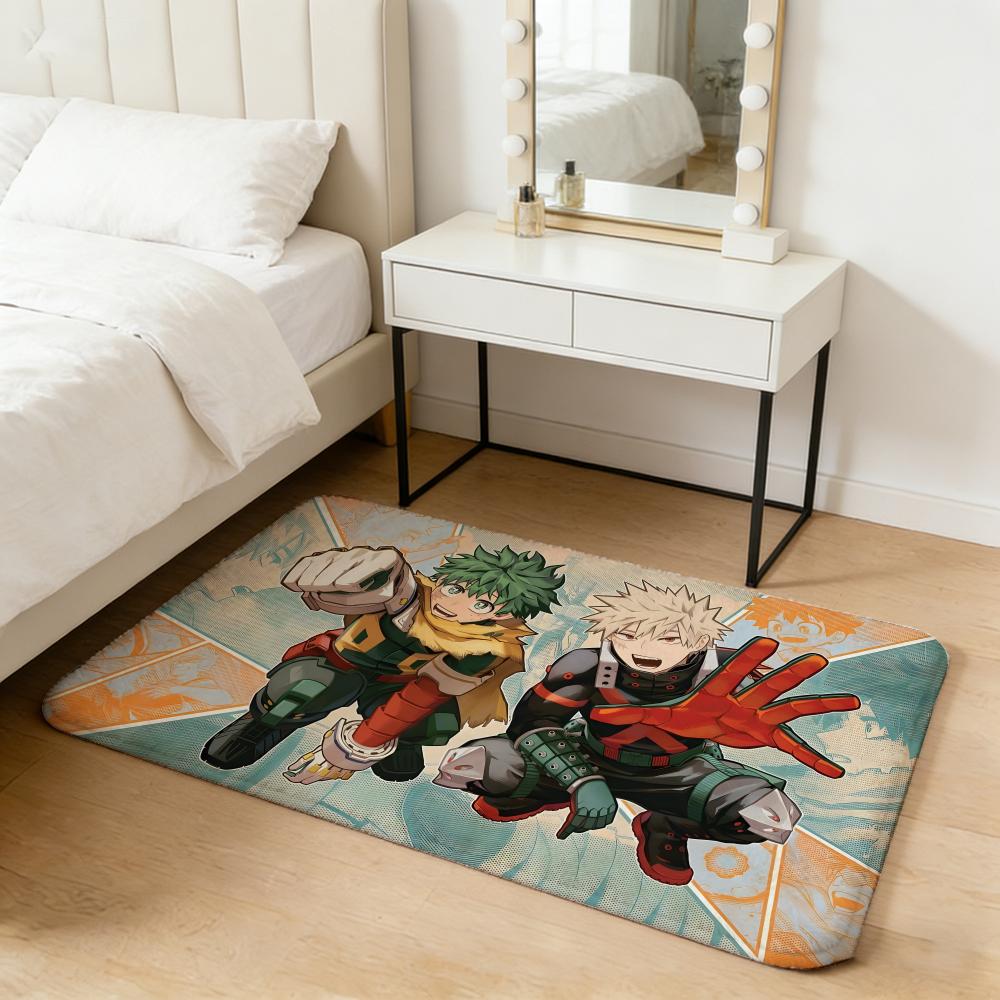 anime M-My Hero Academia Floor Mat Flannel Door Mat Non-Slip Absorbent Washable Indoor Home Rug