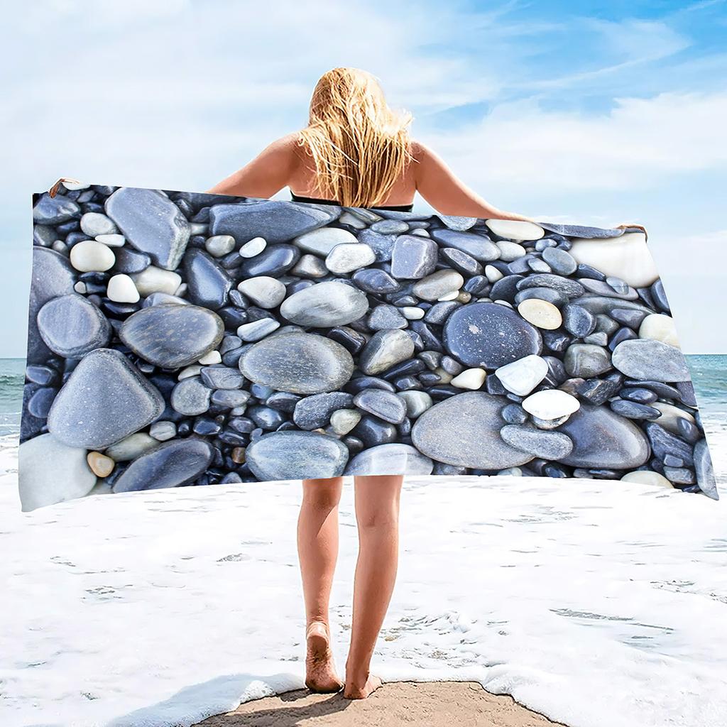 Colored Stone Series Seaside Vacation Beach Towel Swimming Bath Towel Sports Towel