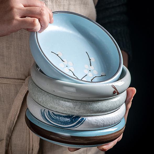14cm  sell Creative retro ceramic sushi dishes tray Sauce Chili pepper snacks small dishes gold plates set dinner dishes sets