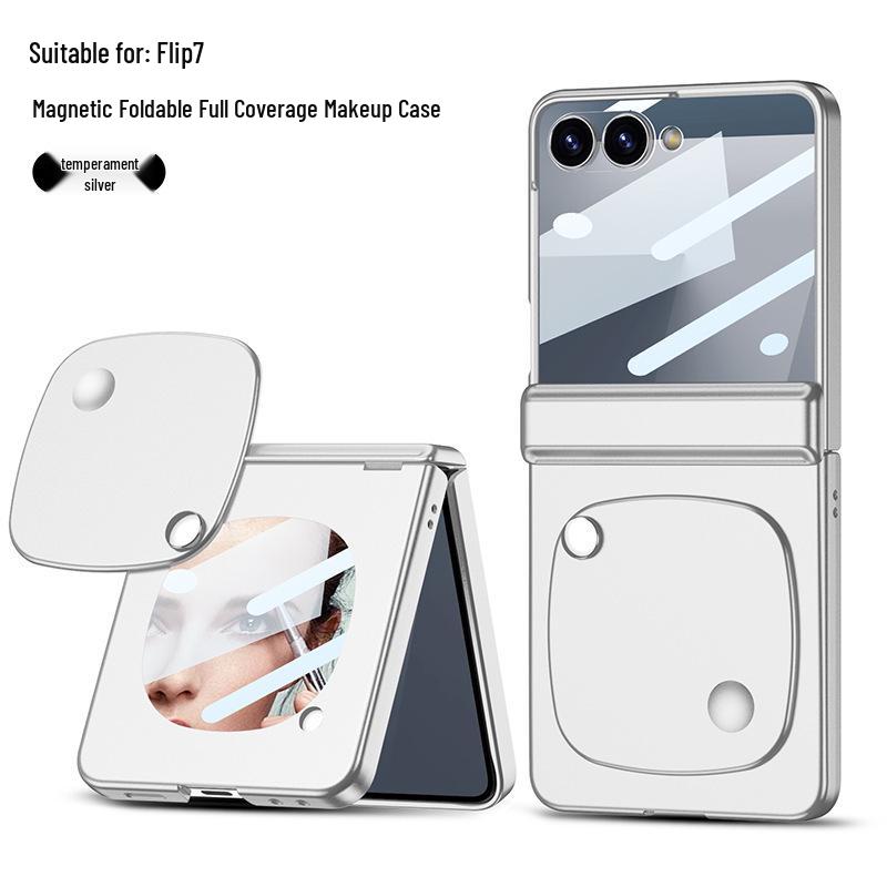 GKK Ultra-Thin Magnetic Makeup Mirror Case for Samsung Z Flip7 - Full Coverage Folding Screen Protection