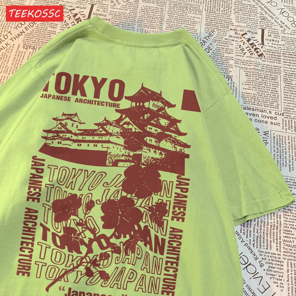 Trendové Bavlněné Dámské Trička Japonské Tokio Tisk Sakura Streetwear Měkké Prodyšné Oversize Letní Street Dámské Oblečení