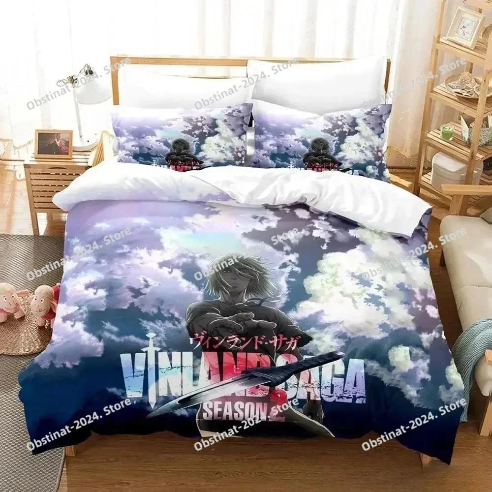 3D Anime Vinland Saga Bettwäsche-Set Gedruckte einzelne Decke Bettbezug Kissenbezug 3-teilige Sets Kinder Erwachsenengröße