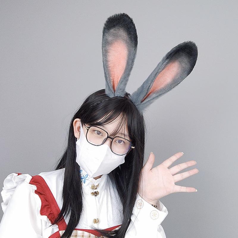 Simulation animal ear hair accessories party comic show dress up rabbit ears headdress plush rabbit police officer rabbit ear headband decoration