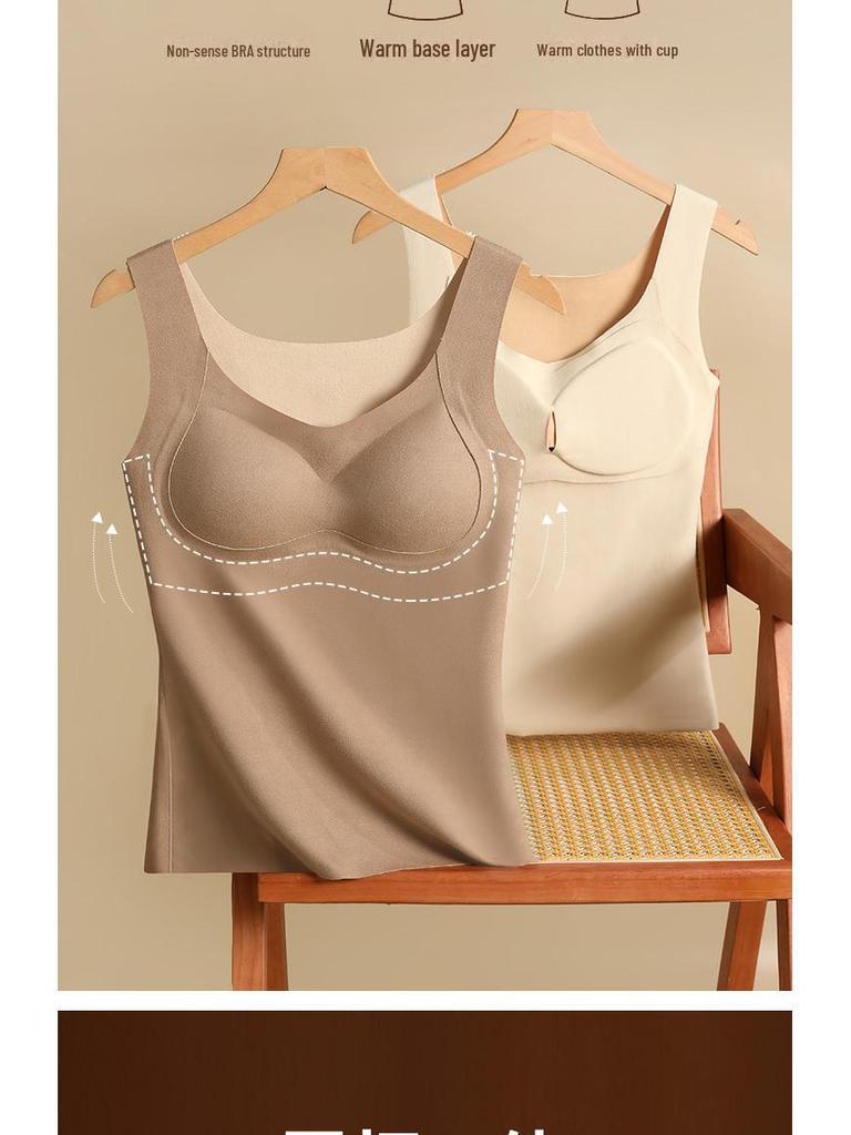 Colete feminino de veludo quente de dupla face com almofada de peito sem costura - roupa íntima ideal para outono e inverno