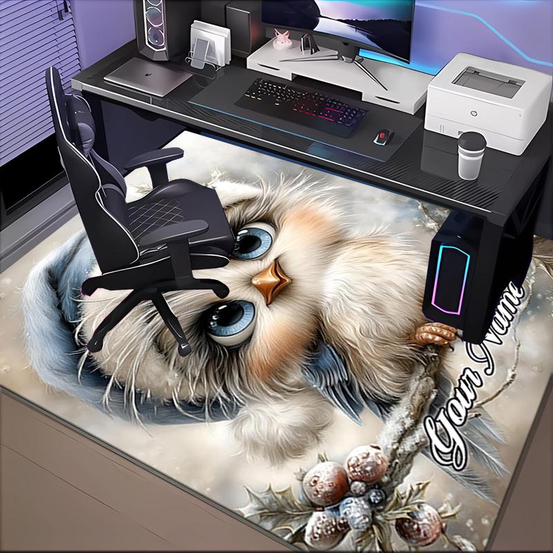 1PC Custom Name Winter Fantasy Owl Theme Floor Mat Ideal for Living Room, Game Rooms, Office, Bedroom, Office Floor Mat , Floor Mats for Home