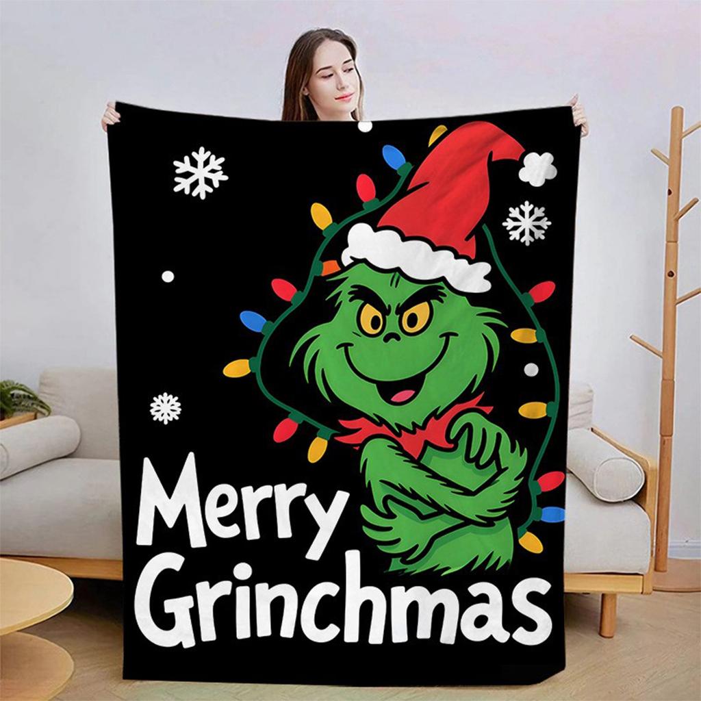 Flannel Blanket Digital Print For Midday Rest Blanket, Christmas Cartoon Air-conditioned Blanket.