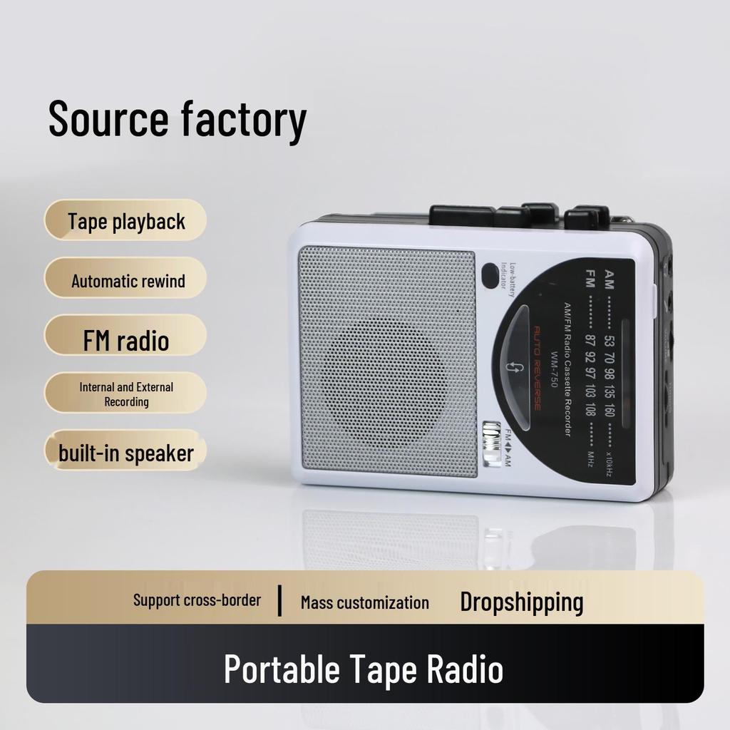 Portable Walkman Cassette Player with Built-in Speaker & Multi-band Radio for English Listening & Playback. Perfect for Students.