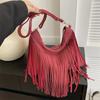 Fashionable And Casual Commuting Tassel Hand-held Shoulder Tote Bucket Bag High-Looking Personalized Women's Bag