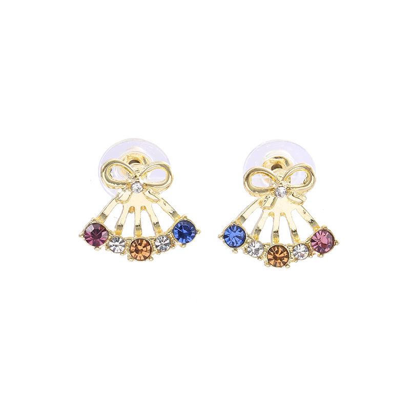 High-End Korean Dopamine Colored Zircon Bow Earrings