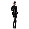 Sexy Women Cosplay Maid Tight Wear Pu Oil Glossy Shiny Elastic Bodysuit Zipper Crotch Rompers Jumpsuits Faux Leather