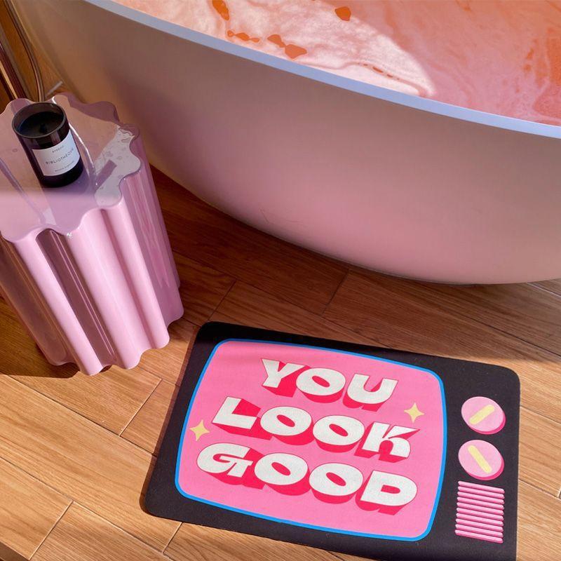Quick-drying Non-slip Bathroom Toilet Toilet Door Mat Absorbent Diatom Mud Carpet American Sweet Cool Spice Girl