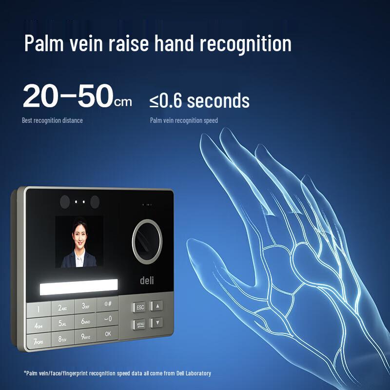 Deli 3760W Visible Light Facial & Fingerprint Time Attendance Machine