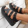 Foreign Trade Large Size Roman Shoes Women's Summer 2025 New Round Head Open-toed Cross Belt Casual Platform Beach Sandals