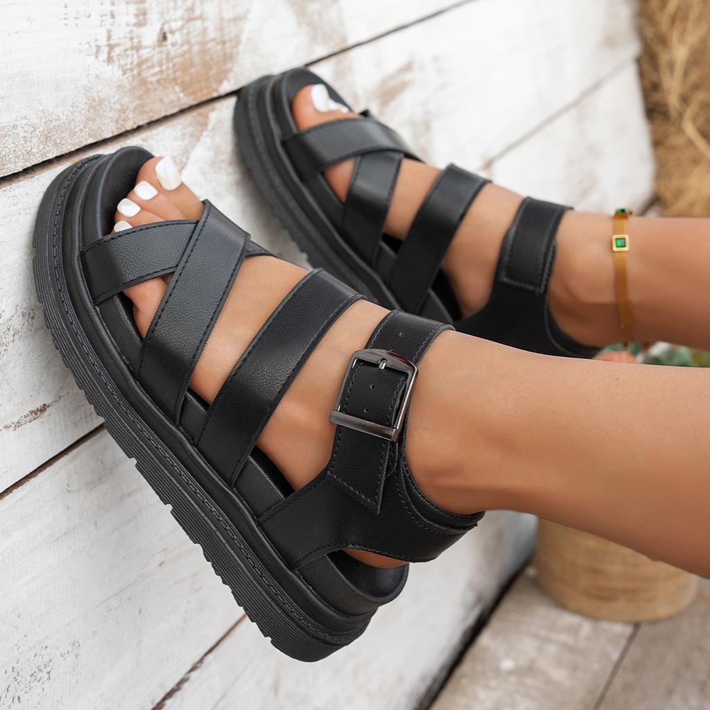 Foreign Trade Large Size Roman Shoes Women's Summer 2025 New Round Head Open-toed Cross Belt Casual Platform Beach Sandals