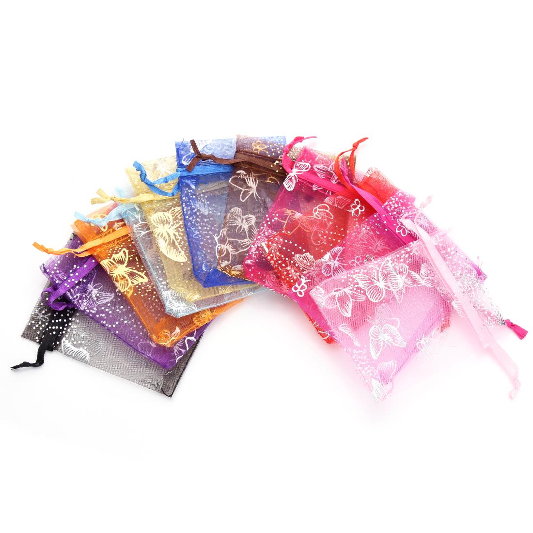 

25pcs Organza Bags Colorful Butterfly Jewelry Bags Drawstring Pouches For Wedding Party Decoration Candy Jewelry Packaging Bags 7x9cm