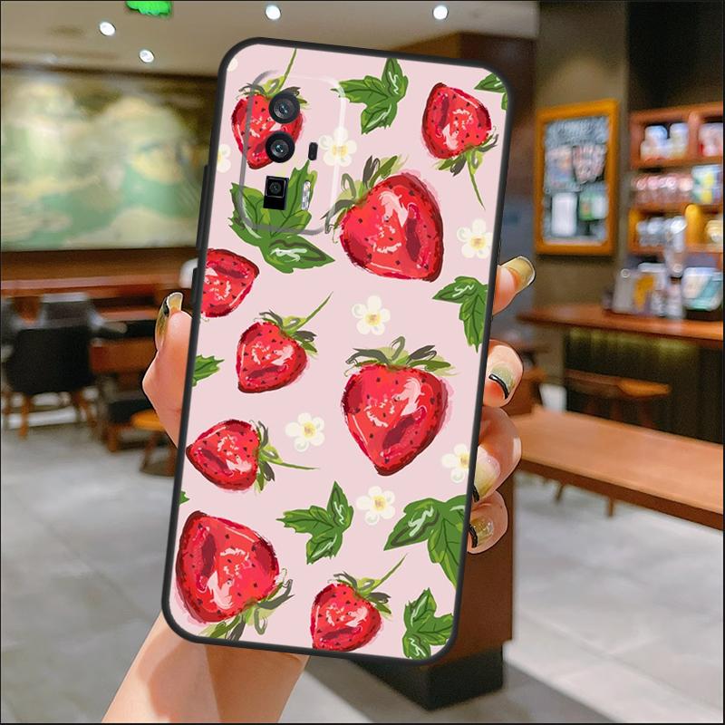 Strawberry Case For Xiaomi 14 Ultra 15 13 11T 12T 13T 14T Pro POCO X7 Pro X3 X5 X6 M6 F5 F6 Pro Cover