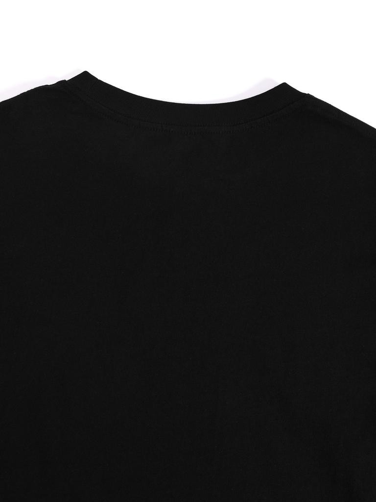 Heavyweight Men's Graphic T-Shirt - Black Casual Round Neck Short Sleeve Tee with Unique Print Design