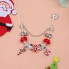 Santa Sleigh Alloy Beaded Bracelet with Snowman House Pendant