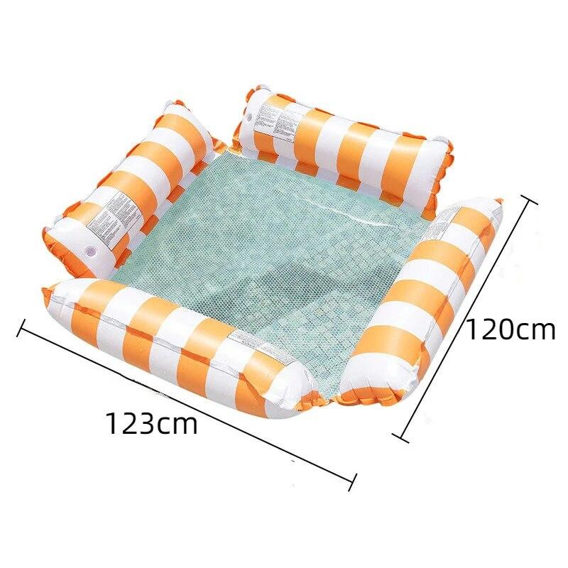2023 Summer Inflatable Floating Raft Foldable Water Inflatable Hammock Ultra Clear Stripe Water Floating Mattress Lying Chair