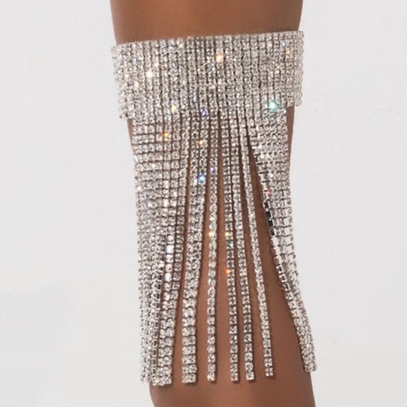 Exaggerated European and American Shiny Diamond Tassel Anklet for Fashion High Heels
