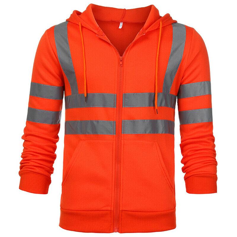 UK Herren Visibility Kapuzen-Sweatshirt, Pullover, Oberteil, Eisenbahn-Arbeitsjacke, Oberbekleidung, Neu
