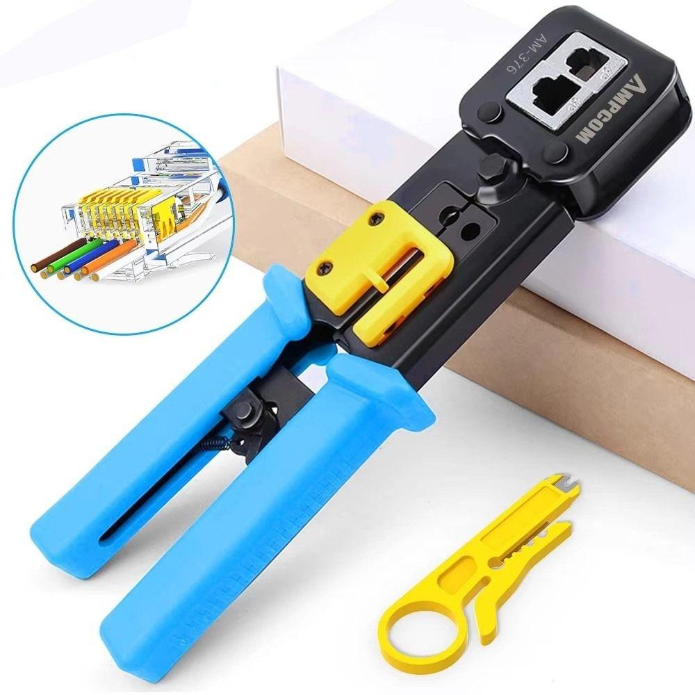 Portable Hand Network Tools Pliers Pass Through Crimper Multi Function Pressing Clamp End-Pass-Through Connectors Cable Stripper