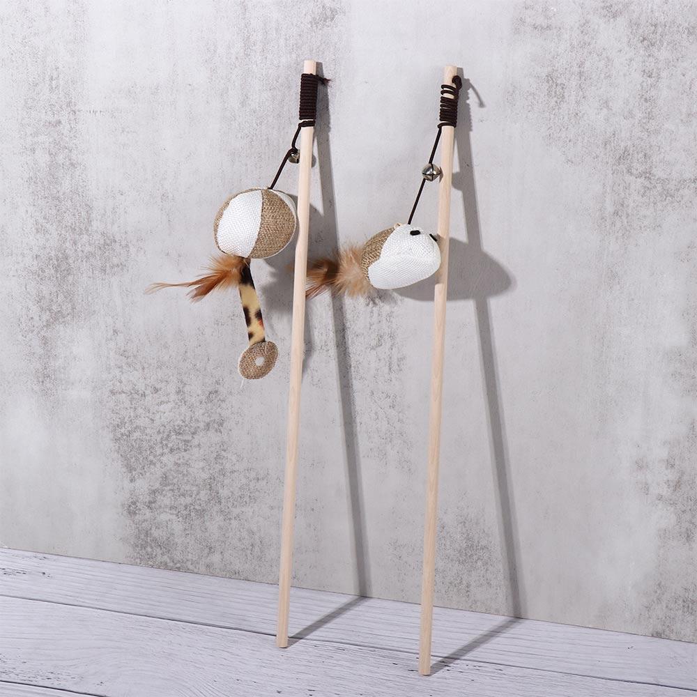 Kitten Cartoon Wand Mouse Training Scratching Cat Toy Interactive Stick Pet Supplies Tease Cat Rod