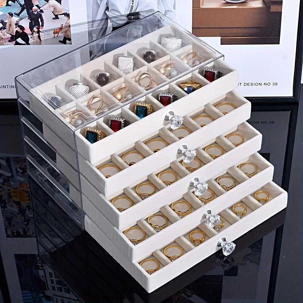 New Transparent Home Desktop 5-Tier Countertop Drawer Jewelry Box Storage Box Earring Storage Box, Jewelry Boxes