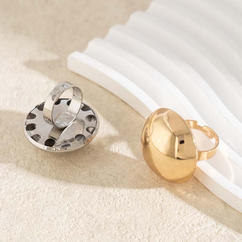 Exaggerated Metal Glossy Round Ball Shape Ring for Women Men Fashion Gold Silver Color Geometric Adjustable Rings Jewelry