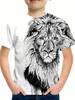 Sommarpojke Leongrafik 3D-tryckt T-shirt Mode Kortärmade Toppar Pojk Tecknad Barnkläder