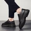 Men's British Style Leather Business & Casual Shoes - Thick Sole, Trendy, Versatile Lace-up for Work or Student Wear
