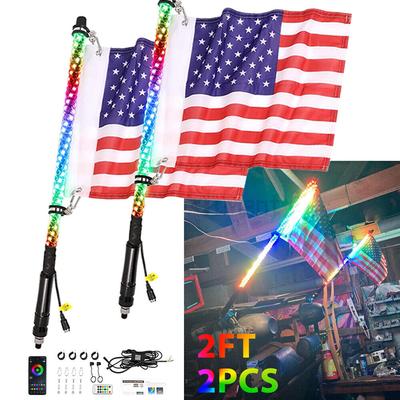 2KS 4FT 5050RGB Bluetooth A Dálkové Ovládání Barevné Spirálové LED Biče Světelné Anténní Biče pro ATV Polaris RZR