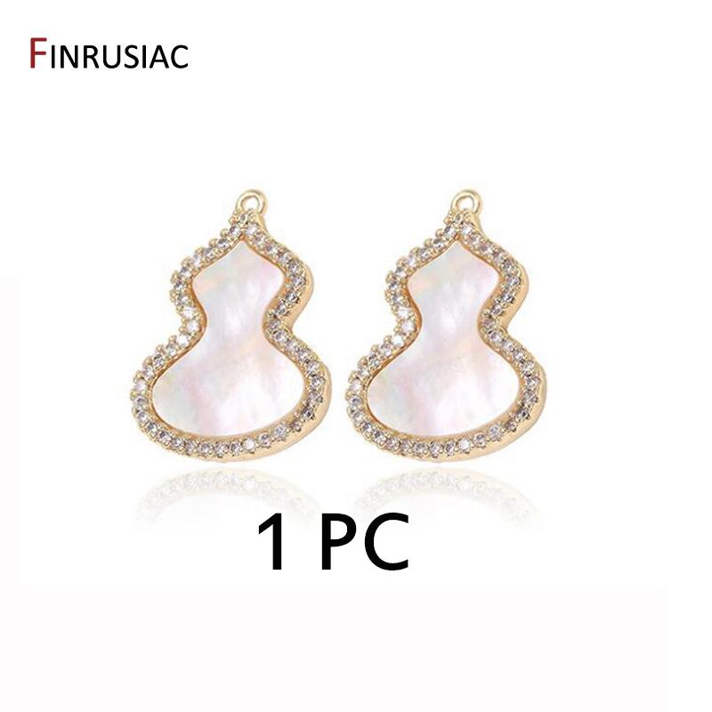 

14K Gold Plated Inlaid Zircon Shell Pendant,Gourd Shape Pendants Charms For jewelry making DIY Necklaces Earrings Supplies