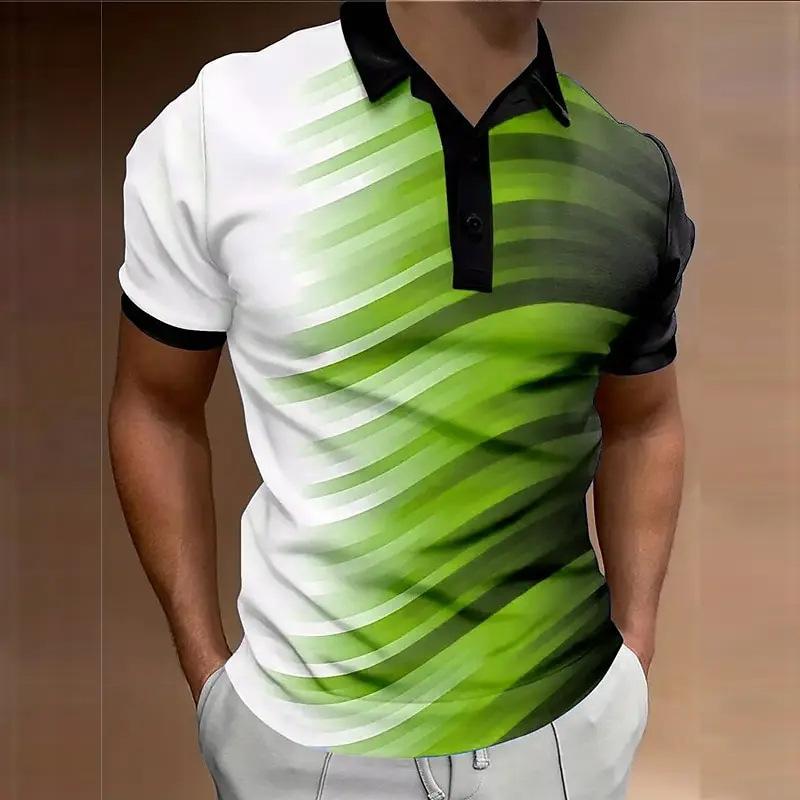 3D Striped Print Street POLO T Shirt 6XL Plus Size Casual Tops