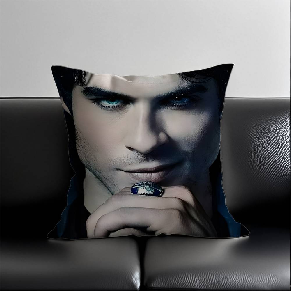 pc Vampire Diaries Damon Salvatore Pillow Cover Polyester D DoubleSided Print Ian Somerhalder Character Art TV Fan Home