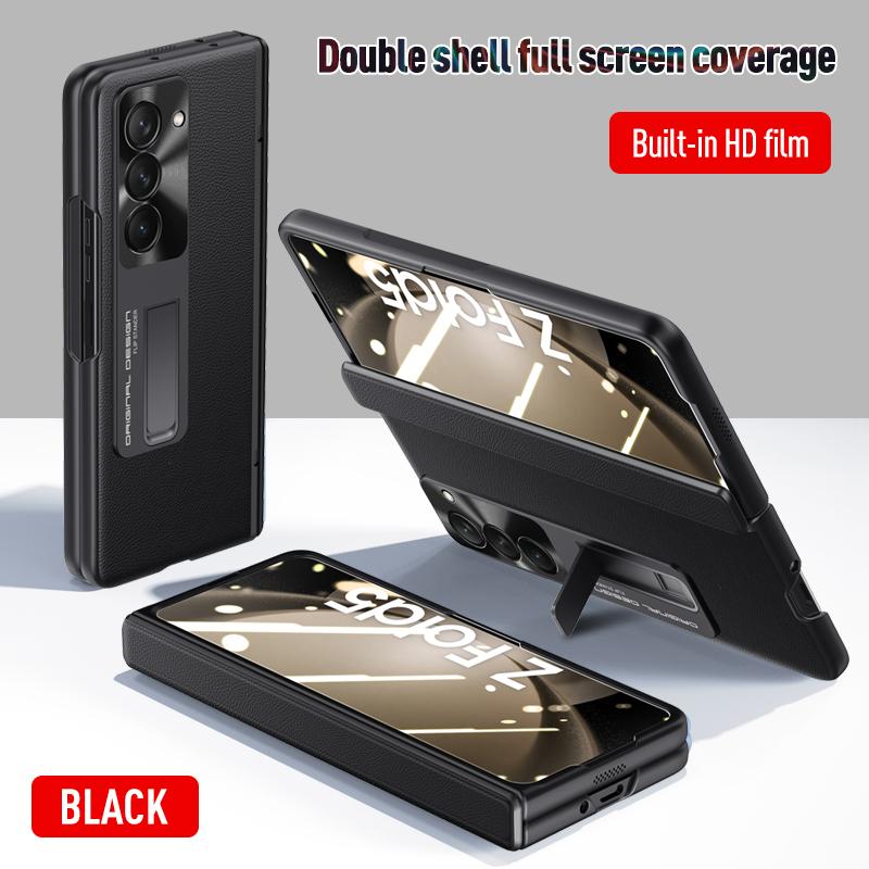 Bracket Case for Samsung Galaxy Z Fold 6 5 4 Fold 5 Front Screen with Film Protection Shockproof Fashion Hinge Skin Feel Cover