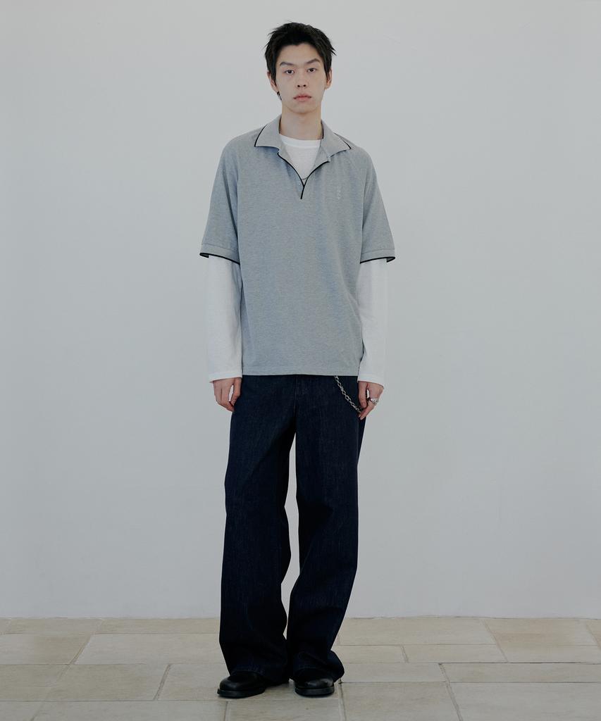 NUAKLE Line Pique Shirt_Gray