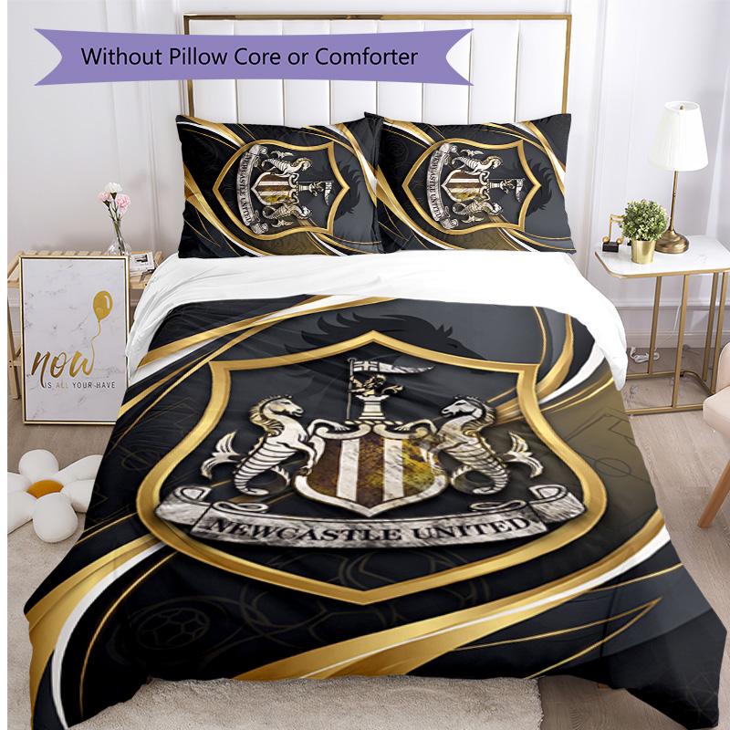 Newcastle United Football Printed 3 Pieces Bedding Set, Comfortable Skin Friendly Bedroom Duvet Cover Set